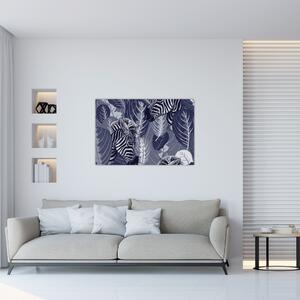 Tablou - Zebre între frunze (90x60 cm)