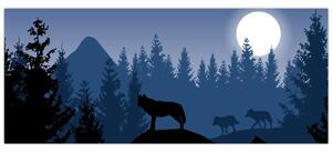 Tablou - Haita de lupi sub lună plină (120x50 cm)