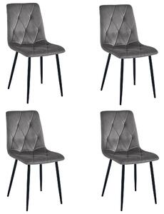 Set 4 Scaune Bucatarie/Dining Fido Catifea Gri Inchis