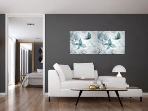 Tablou - Fluturași albaștri (120x50 cm)