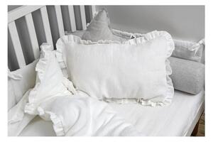 Set păturică matlasată din in și pernă pentru copii BELLAMY Snow White, 80 x 100 cm, alb