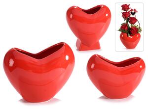 Set 3 vaze din ceramica lucioasa in forma de inima