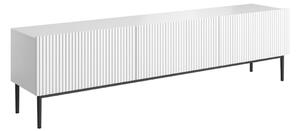 Comodă TV cu sertar Nicole 200 cm cu picioare metalice - alb mat / picioare negre