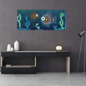 Tablou - Peștișorii desenați (120x50 cm)
