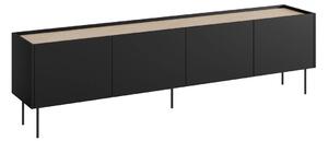 Comodă TV Desin 220 cm cu picioare metalice - negru mat / stejar nagano
