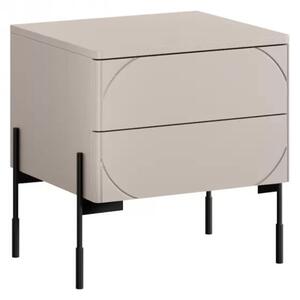 Noptieră cu sertare Sonatia 45 cm 2 sertare cu picioare metalice - cașmir