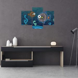 Tablou - Peștișorii desenați (90x60 cm)