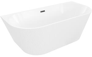 Cadă de baie independentă Mexen Oris cu caneluri 150 x 75 cm, alb lucios, preaplin negru mat, 52871507500-70
