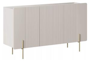 Comodă Malmi 150 cm cu 3 uși - cașmir / crema bianca / picioare aurii