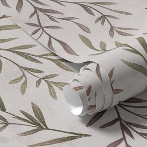 Tapet Ramuri multicolore cu frunze pe un fundal deschis, Tapet natura, Tapet frunze, a00936v3 : Uwalls.ro