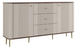 Comodă cu sertare Vesper 160 cm pe picioare - cașmir / nuc / picioare aurii