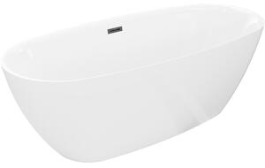 Mexen Luvo Slim, cadă de baie independentă 170 × 75 cm, alb lucios, preaplin negru, 52801707500-70