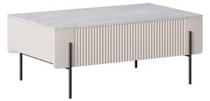 Măsuță de cafea cu sertare Malmi 100 cm - cașmir / crema bianca / picioare negre