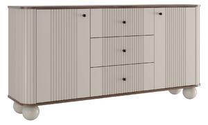 Comodă cu sertare Vesper 160 cm - cașmir / nuc / mânere negre / picioare sferice