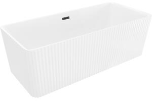 Cadă de baie independentă Mexen Nila cu caneluri 170 x 75 cm, alb lucios, preaplin negru mat, 52841708000-70