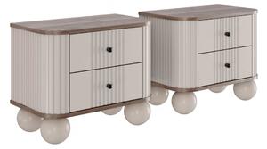 Set noptiere Vesper 56 cm - cașmir / nuc / mânere negre / picioare sferice