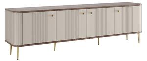 Comodă TV Vesper 4D 187 cm - cașmir / nuc / picioare aurii