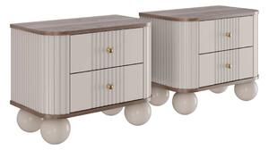 Set noptiere Vesper 56 cm - cașmir / nuc / mânere aurii / picioare sferice