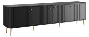 Comodă TV Vesper 4D 187 cm - negru / picioare aurii