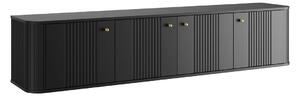 Comodă TV suspendată Vesper 4D 187 cm - negru / mânere aurii