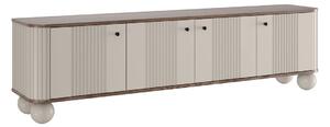 Comodă TV Vesper 4D 187 cm - cașmir / nuc / mânere negre / picioare sferice