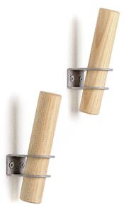 Set 2 cârlige de perete din lemn de frasin EMKO Torch, natural-gri