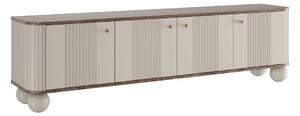 Comodă TV Vesper 4D 187 cm - cașmir / nuc / mânere aurii / picioare sferice