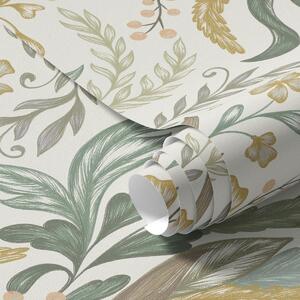 Tapet Ornament floral cald în tonuri naturale de pământ, Tapet flori, a00939v1 : Uwalls.ro