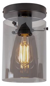 Plafoniera de design neagra cu sticla fumurie - Dome