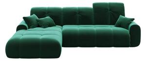 Canapea extensibilă din catifea cu șezlong pe partea stângă devichy Tous, verde închis