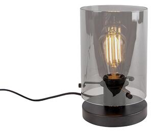 Lampa de masă de design neagră cu sticlă fumurie - Dome