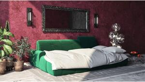 Canapea extensibilă din catifea cu șezlong pe partea stângă devichy Tous, verde închis
