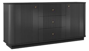 Comodă cu sertare Vesper 160 cm - negru / mânere aurii
