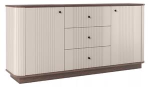 Comodă cu sertare Vesper 160 cm - cașmir / nuc / mânere negre