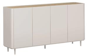 Comodă Elivo 200 cm cu 4 uși pe picioare - cașmir / stejar uleiat