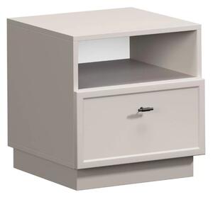 Noptieră cu sertar Lorini 45 cm - cașmir / mânere negre T-bar