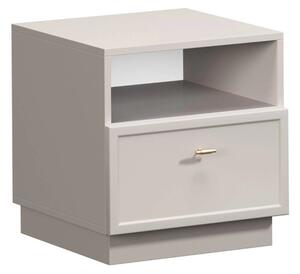 Noptieră cu sertar Lorini 45 cm - cașmir / mânere aurii T-bar