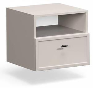 Noptieră suspendată cu sertar Lorini 45 cm - cașmir / mânere negre T-bar