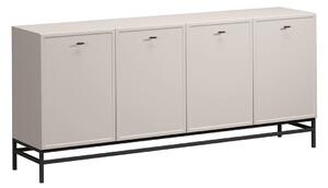 Comodă Lorini 200 cm cu 4 uși - cașmir / mânere negre T-bar / cadru