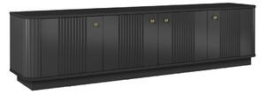 Comodă TV Vesper 4D 187 cm - negru / mânere aurii