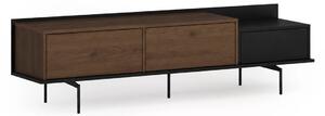 Comodă TV cu sertar Zenar 200 cm cu picioare metalice - nuc elegant / negru