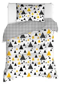 Lenjerie de pat din bumbac ranforce pentru pat de 1 persoană Mijolnir Ilove Black & Yellow, 140 x 200 cm