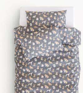 Goldea lenjerie de pat pentru copii din bumbac - cățeluși pe gri 140 x 200 și 70 x 90 cm