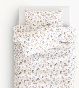Goldea lenjerie de pat pentru copii din bumbac - cățeluși pe alb 140 x 200 și 70 x 90 cm