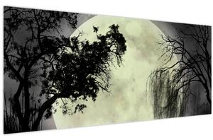 Tablou - Lună plină deasupra apei (120x50 cm)