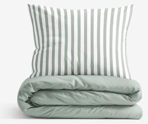 Goldea lenjerie de pat din 100% bumbac duo - dungi verde salvie cu verde salvie 150 x 200 și 50 x 60 cm