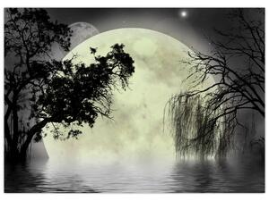 Tablou - Lună plină deasupra apei (70x50 cm)