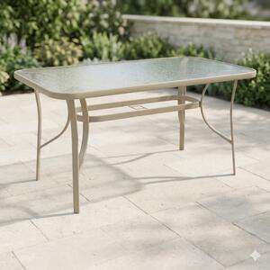 Masă grădină, Pako World, model Ensure, Metal si Sticla Securizata, Champagne, 140 x 80 x 70 cm