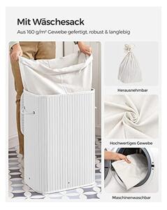 Cos pentru rufe, Songmics, 72 L, Alb, LCB010W01, 40 x 30 x 60 cm