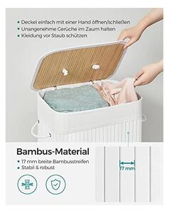 Cos pentru rufe, Songmics, 72 L, Alb, LCB010W01, 40 x 30 x 60 cm